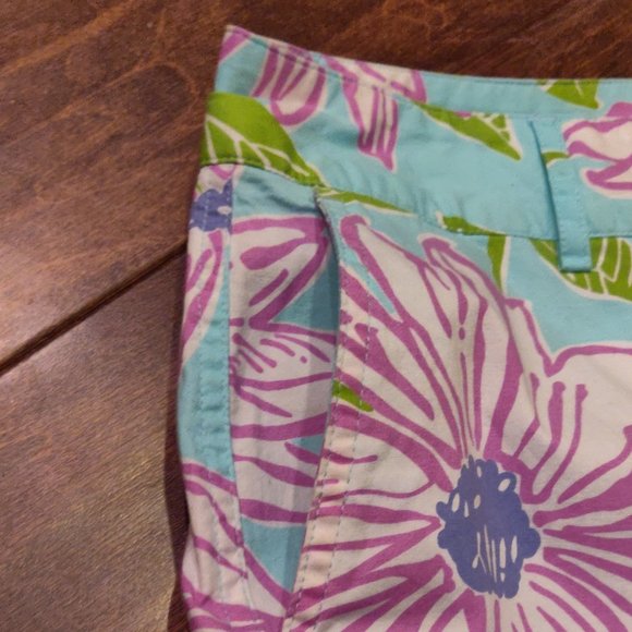 Lilly Pulitzer Light Blue Floral Crop Pants SIZE 6 - Picture 5 of 5